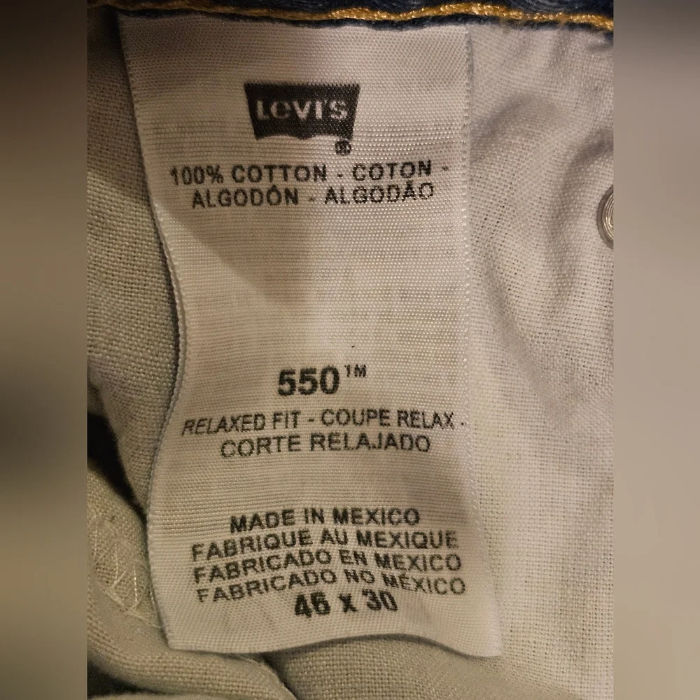 Levi's 550 Jeans Relaxed Fit 100% Cotton Men's Size 46 X 30